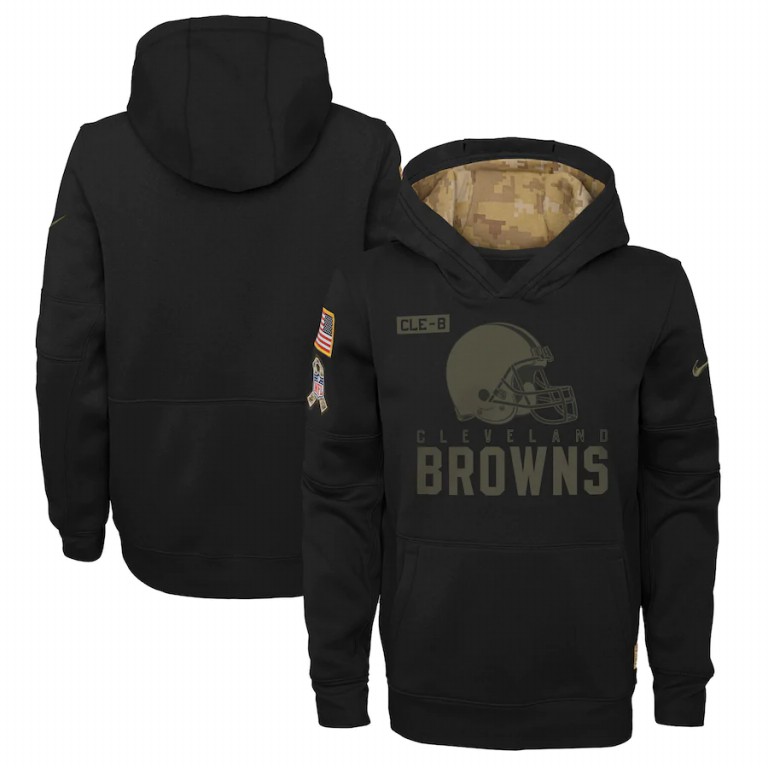 Cleveland Browns Youth 2020 Salute To Service Pullover Performance Hoodie Black cheap jerseys for sale - CheapJerseys.Shop