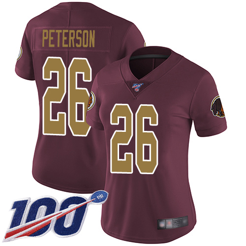 Washington Commanders #26 Adrian Peterson Burgundy Red Alternate Women's Stitched 100th Season Vapor Limited Jersey Womens cheap jerseys for sale - CheapJerseys.Shop