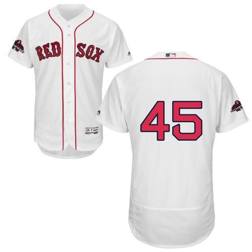 Boston Red Sox #45 Pedro Martinez White Flexbase Authentic Collection 2018 World Series Champions Stitched Jersey Men's cheap jerseys for sale - CheapJerseys.Shop