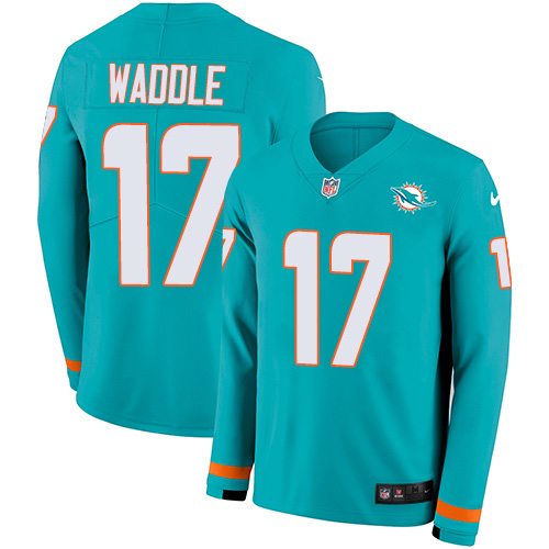 Dolphins #17 Jaylen Waddle Aqua Green Team Color Youth Stitched Limited Therma Long Sleeve Jersey cheap jerseys for sale - CheapJerseys.Shop