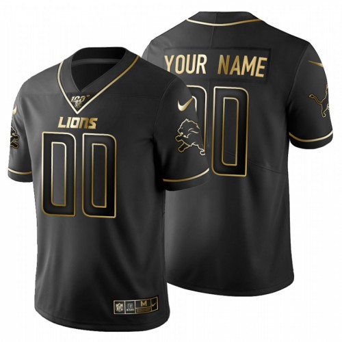 Detroit Lions Custom Men's Black Golden Limited 100 Jersey cheap jerseys for sale - CheapJerseys.Shop