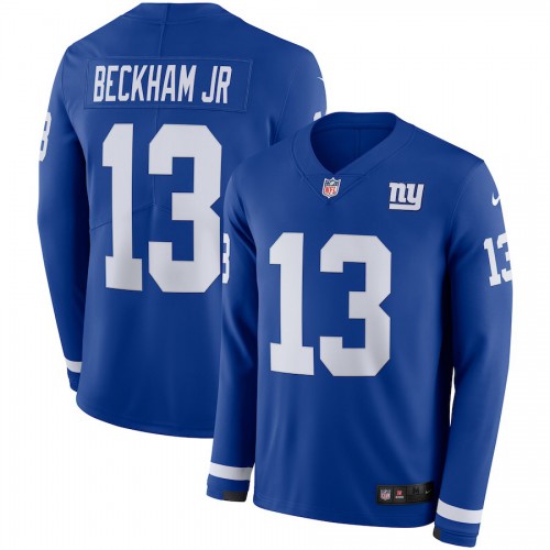 Men's New York Giants #13 Odell Beckham Jr Royal Blue Team Color Men's Stitched Limited Therma Long Sleeve Jersey Men's cheap jerseys for sale - CheapJerseys.Shop