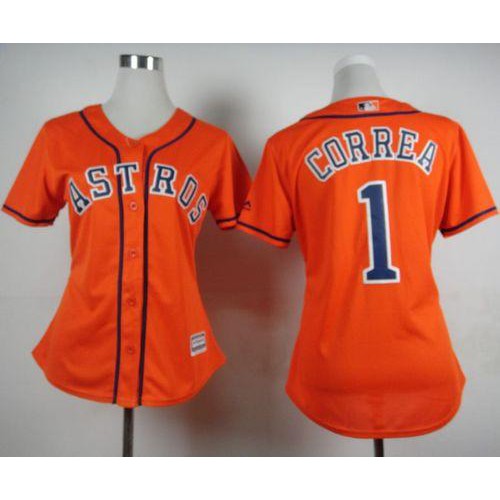 Houston Astros #1 Carlos Correa Orange Alternate Women's Stitched Jersey Womens cheap jerseys for sale - CheapJerseys.Shop