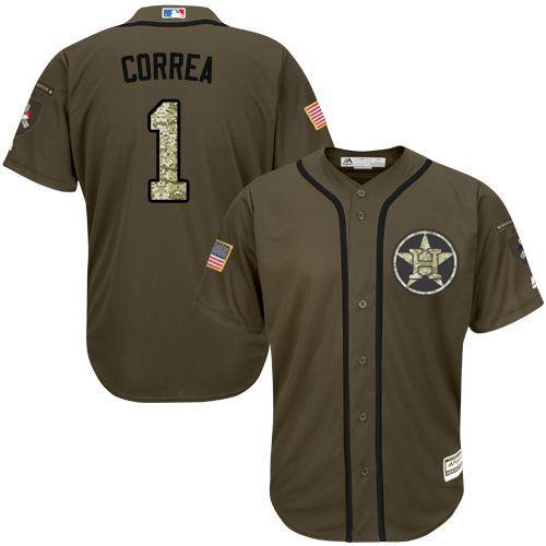 Houston Astros #1 Carlos Correa Green Salute to Service Stitched Jersey Men's cheap jerseys for sale - CheapJerseys.Shop