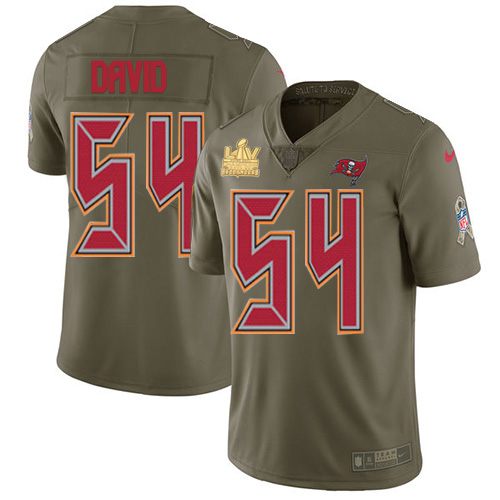 Buccaneers #54 Lavonte David Olive Men's Super Bowl LV Champions Patch Stitched Limited 2017 Salute To Service Jersey cheap jerseys for sale - CheapJerseys.Shop