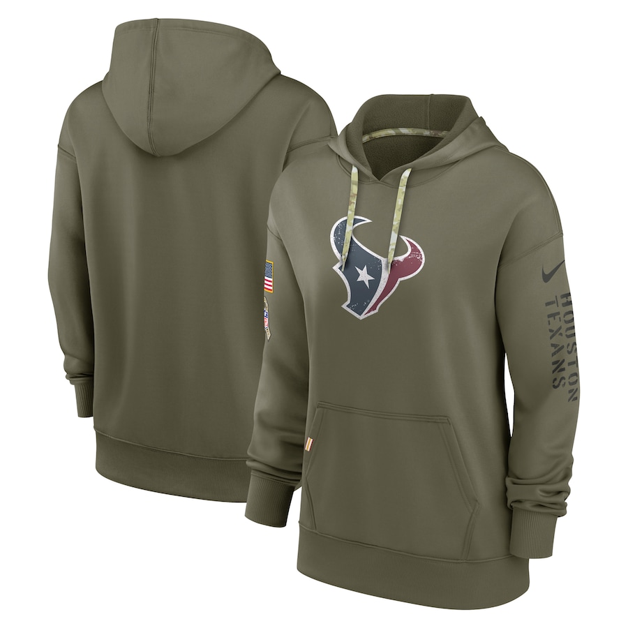 Houston Texans Women's 2022 Salute To Service Performance Pullover Hoodie - Olive cheap jerseys for sale - CheapJerseys.Shop