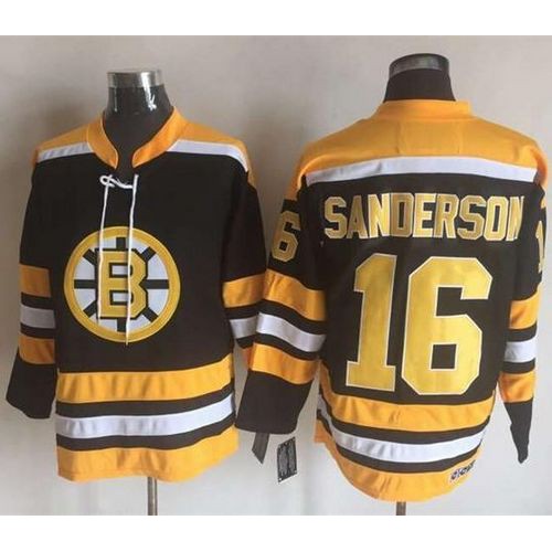 Boston Bruins #16 Derek Sanderson Black/Yellow CCM Throwback New Stitched Jersey Men's cheap jerseys for sale - CheapJerseys.Shop