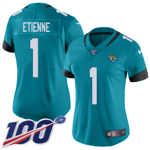 Jaguars #1 Travis Etienne Teal Green Alternate Women's Stitched 100th Season Vapor Untouchable Limited Jersey cheap jerseys for sale - CheapJerseys.Shop