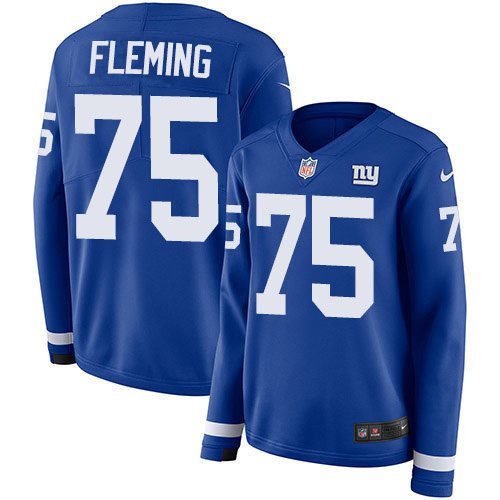 New York Giants #75 Cameron Fleming Royal Blue Team Color Women's Stitched Limited Therma Long Sleeve Jersey Womens cheap jerseys for sale - CheapJerseys.Shop