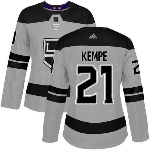 Los Angeles Kings #21 Mario Kempe Gray Alternate Authentic Women's Stitched Jersey Womens cheap jerseys for sale - CheapJerseys.Shop