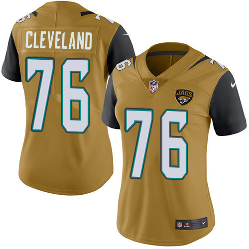 Jaguars #76 Ezra Cleveland Gold Women's Stitched Limited Rush Jersey cheap jerseys for sale - CheapJerseys.Shop
