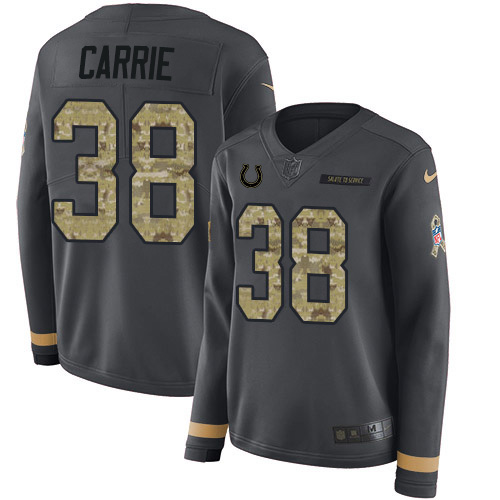 Indianapolis Colts #38 T.J. Carrie Anthracite Salute to Service Women's Stitched Limited Therma Long Sleeve Jersey Womens cheap jerseys for sale - CheapJerseys.Shop