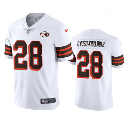 Cleveland Cleveland Browns #28 Jeremiah Owusu-Koramoah 1946 Collection Alternate Vapor Limited Jersey - White Men's cheap jerseys for sale - CheapJerseys.Shop