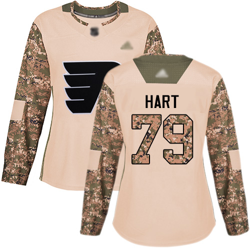Philadelphia Flyers #79 Carter Hart Camo Authentic 2017 Veterans Day Women's Stitched Jersey Womens cheap jerseys for sale - CheapJerseys.Shop