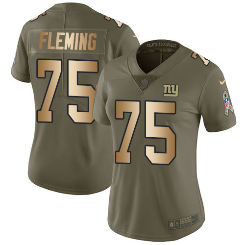 New York Giants #75 Cameron Fleming Olive/Gold Women's Stitched Limited 2017 Salute To Service Jersey Womens cheap jerseys for sale - CheapJerseys.Shop