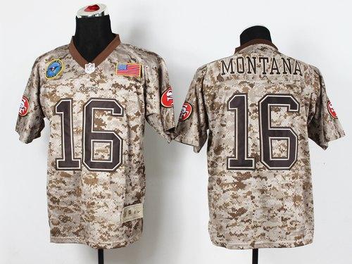 49ers #16 Joe Montana Camo Men's Stitched New Elite USMC Jersey cheap jerseys for sale - CheapJerseys.Shop