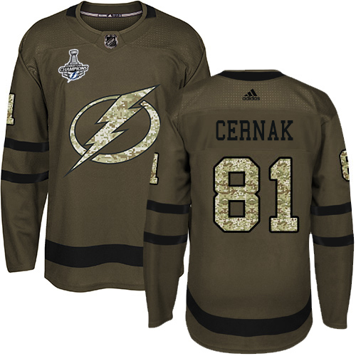 Tampa Bay Lightning #81 Erik Cernak Green Salute to Service 2020 Stanley Cup Champions Stitched Jersey Men's cheap jerseys for sale - CheapJerseys.Shop