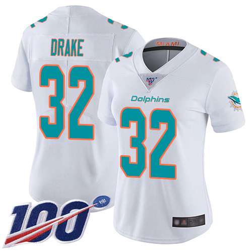 Miami Dolphins #32 Kenyan Drake White Women's Stitched 100th Season Vapor Limited Jersey Womens cheap jerseys for sale - CheapJerseys.Shop