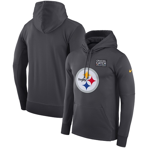 Men's Pittsburgh Steelers Anthracite Crucial Catch Performance Pullover Hoodie cheap jerseys for sale - CheapJerseys.Shop