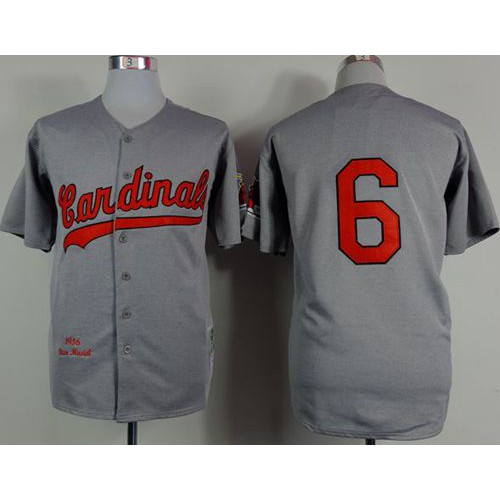 Mitchell And Ness 1956 St.Louis Cardinals #6 Stan Musial Grey Stitched Jersey Men's cheap jerseys for sale - CheapJerseys.Shop