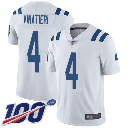 Indianapolis Colts #4 Adam Vinatieri White Men's Stitched 100th Season Vapor Limited Jersey Men's cheap jerseys for sale - CheapJerseys.Shop