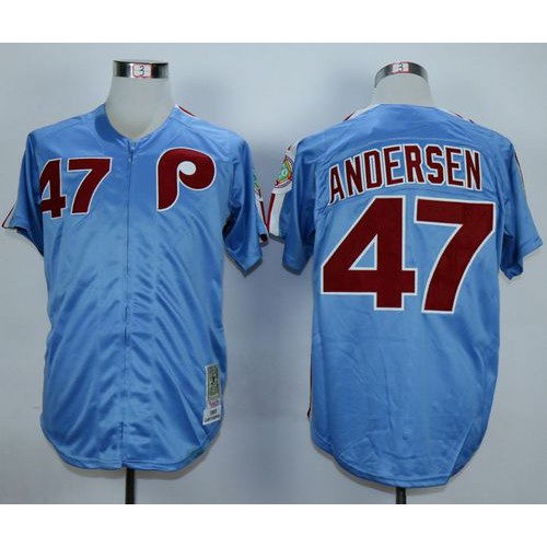 Mitchell And Ness Philadelphia Phillies #47 Larry Andersen Blue Throwback Stitched Jersey Men's cheap jerseys for sale - CheapJerseys.Shop