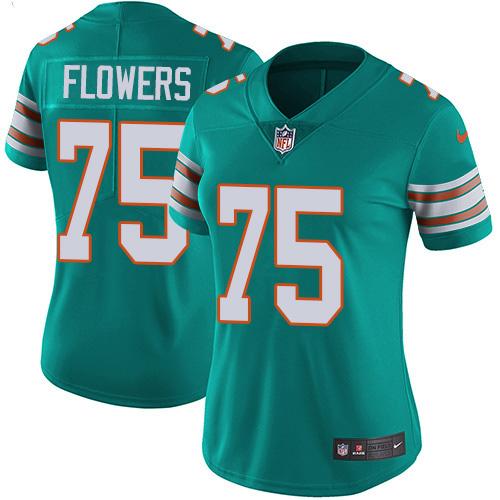 Miami Dolphins #75 Ereck Flowers Aqua Green Alternate Women's Stitched Vapor Untouchable Limited Jersey Womens cheap jerseys for sale - CheapJerseys.Shop