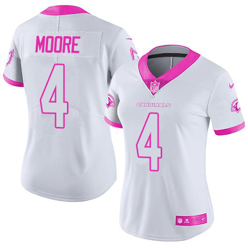 Cardinals #4 Rondale Moore White/Pink Women's Stitched Limited Rush Fashion Jersey cheap jerseys for sale - CheapJerseys.Shop