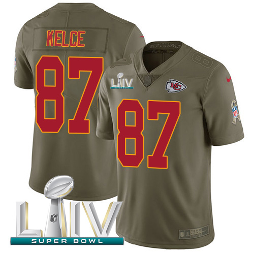 Chiefs #87 Travis Kelce Olive Super Bowl LIV 2020 Youth Stitched Limited 2017 Salute To Service Jersey cheap jerseys for sale - CheapJerseys.Shop