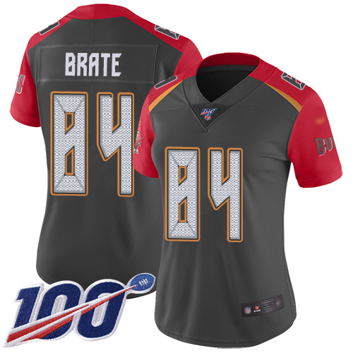 Tampa Bay Buccaneers #84 Cameron Brate Gray Women's Stitched Limited Inverted Legend 100th Season Jersey Womens cheap jerseys for sale - CheapJerseys.Shop