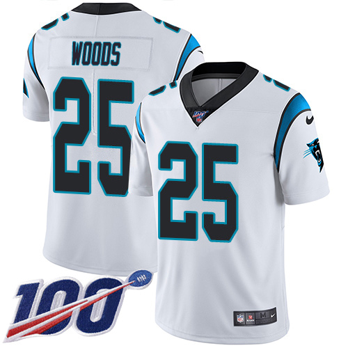 Panthers #25 Xavier Woods White Men's Stitched 100th Season Vapor Untouchable Limited Jersey cheap jerseys for sale - CheapJerseys.Shop