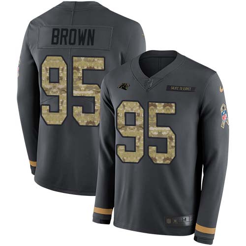 Carolina Panthers #95 Derrick Brown Anthracite Salute to Service Men's Stitched Limited Therma Long Sleeve Jersey Men's cheap jerseys for sale - CheapJerseys.Shop