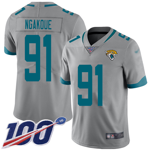 Jacksonville Jaguars #91 Yannick Ngakoue Silver Men's Stitched Limited Inverted Legend 100th Season Jersey Men's cheap jerseys for sale - CheapJerseys.Shop