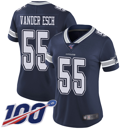 Cowboys #55 Leighton Vander Esch Navy Blue Team Color Women's Stitched 100th Season Vapor Limited Jersey cheap jerseys for sale - CheapJerseys.Shop
