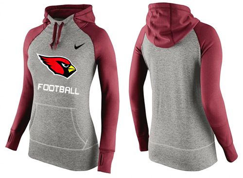 Women's Arizona Cardinals Performance Hoodie Grey & Red_1 cheap jerseys for sale - CheapJerseys.Shop