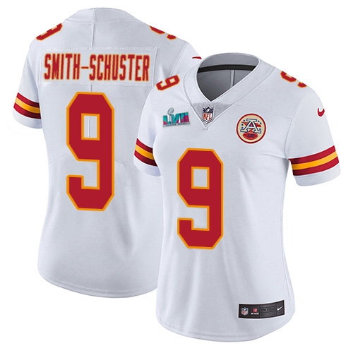 Chiefs #9 JuJu Smith-Schuster White Super Bowl LVII Patch Women's Stitched Vapor Untouchable Limited Jersey cheap jerseys for sale - CheapJerseys.Shop