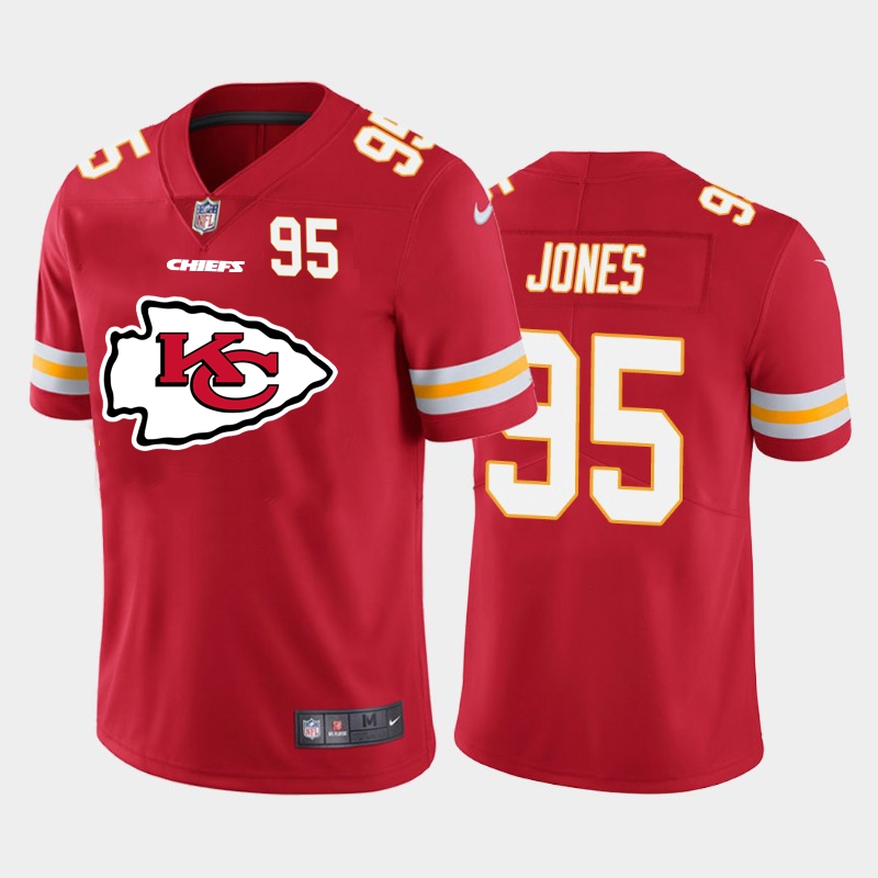 Kansas City Chiefs #95 Chris Jones Red Men's Big Team Logo Player Vapor Limited Jersey cheap jerseys for sale - CheapJerseys.Shop