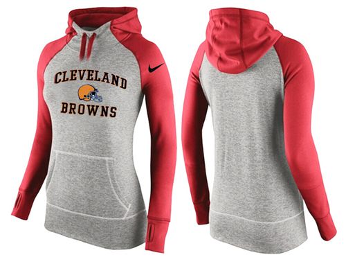 Women's Cleveland Browns Performance Hoodie Grey & Red_2 cheap jerseys for sale - CheapJerseys.Shop