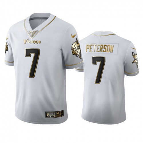 Minnesota Minnesota Vikings #7 Patrick Peterson Men's White Golden Edition Vapor Limited 100 Jersey Men's cheap jerseys for sale - CheapJerseys.Shop
