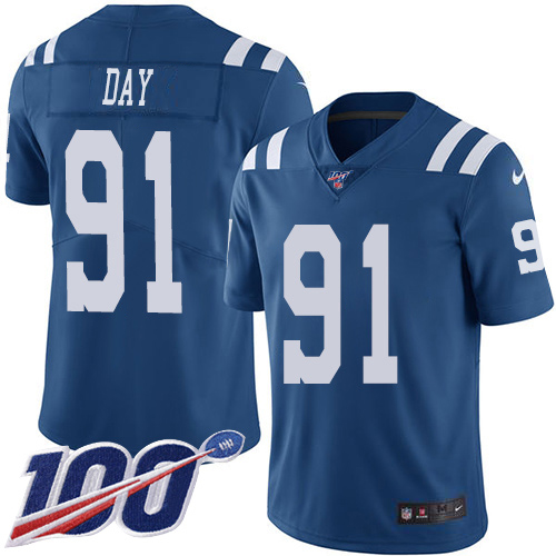Indianapolis Colts #91 Sheldon Day Royal Blue Men's Stitched Limited Rush 100th Season Jersey Men's cheap jerseys for sale - CheapJerseys.Shop