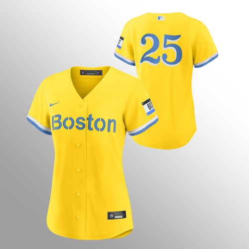 Boston Boston Red Sox #25 Kevin Plawecki Women's 2021 City Connect Gold Fans Version Jersey - No Name Womens cheap jerseys for sale - CheapJerseys.Shop