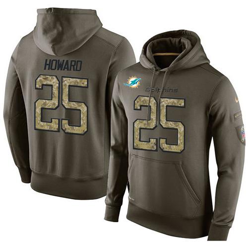 Men's Miami Dolphins #25 Xavien Howard Stitched Green Olive Salute To Service KO Performance Hoodie cheap jerseys for sale - CheapJerseys.Shop