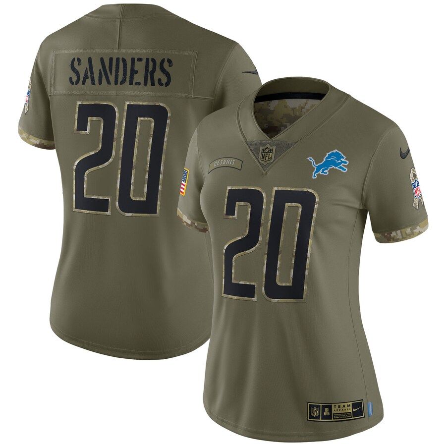 Detroit Lions #20 Barry Sanders Women's 2022 Salute To Service Limited Jersey - Olive cheap jerseys for sale - CheapJerseys.Shop