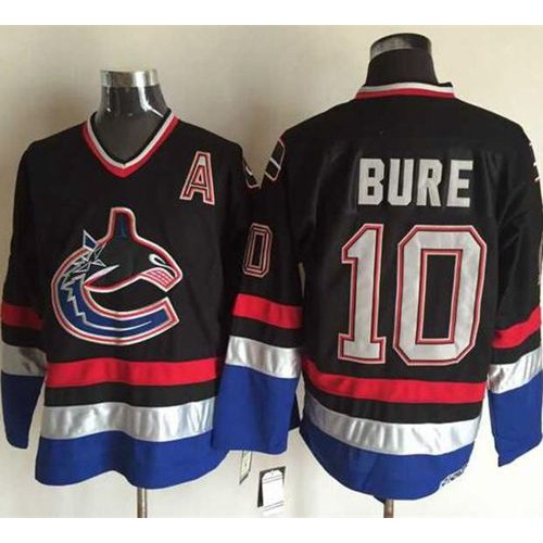 Vancouver Canucks #10 Pavel Bure Black/Blue CCM Throwback Stitched Jersey Men's cheap jerseys for sale - CheapJerseys.Shop