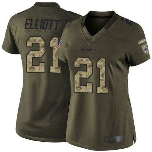 Cowboys #21 Ezekiel Elliott Green Women's Stitched Limited 2015 Salute To Service Jersey cheap jerseys for sale - CheapJerseys.Shop