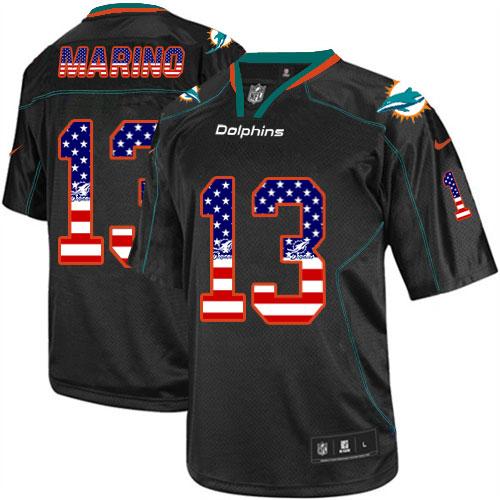 Dolphins #13 Dan Marino Black Men's Stitched Elite USA Flag Fashion Jersey cheap jerseys for sale - CheapJerseys.Shop