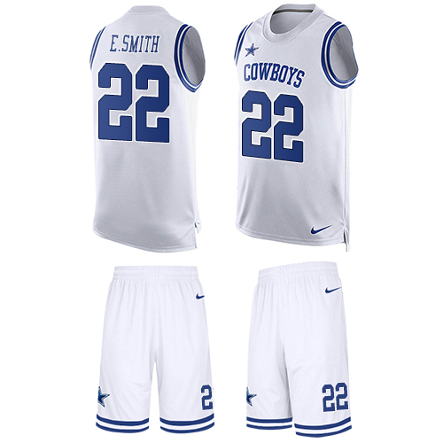 Cowboys #22 Emmitt Smith White Men's Stitched Limited Tank Top Suit Jersey cheap jerseys for sale - CheapJerseys.Shop