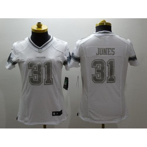 Dallas Cowboys #31 Byron Jones White Women's Stitched Limited Platinum Jersey Womens cheap jerseys for sale - CheapJerseys.Shop