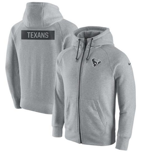 Men's Houston Texans Ash Gridiron Gray 2.0 Full-Zip Hoodie cheap jerseys for sale - CheapJerseys.Shop