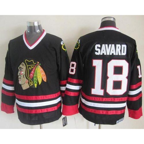 Chicago Blackhawks #18 Denis Savard Black CCM Throwback Stitched Jersey Men's cheap jerseys for sale - CheapJerseys.Shop